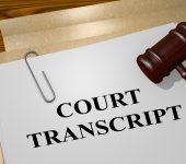 court transcript and gavel