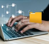 files saving to cloud hands typing